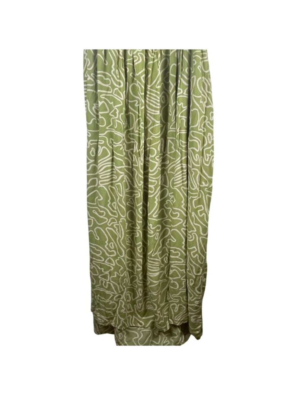 Eloquii Green Abstract Print Maxi Dress With Puff Sleeves & Tie Front Size 18 - Picture 8 of 9